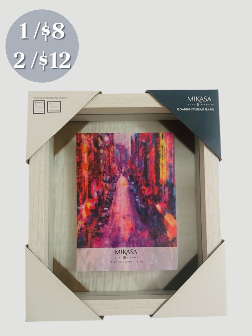 🪅 🆕 Mikasa Floating Portrait Frame. 5” x 7” Photograph.  NWT